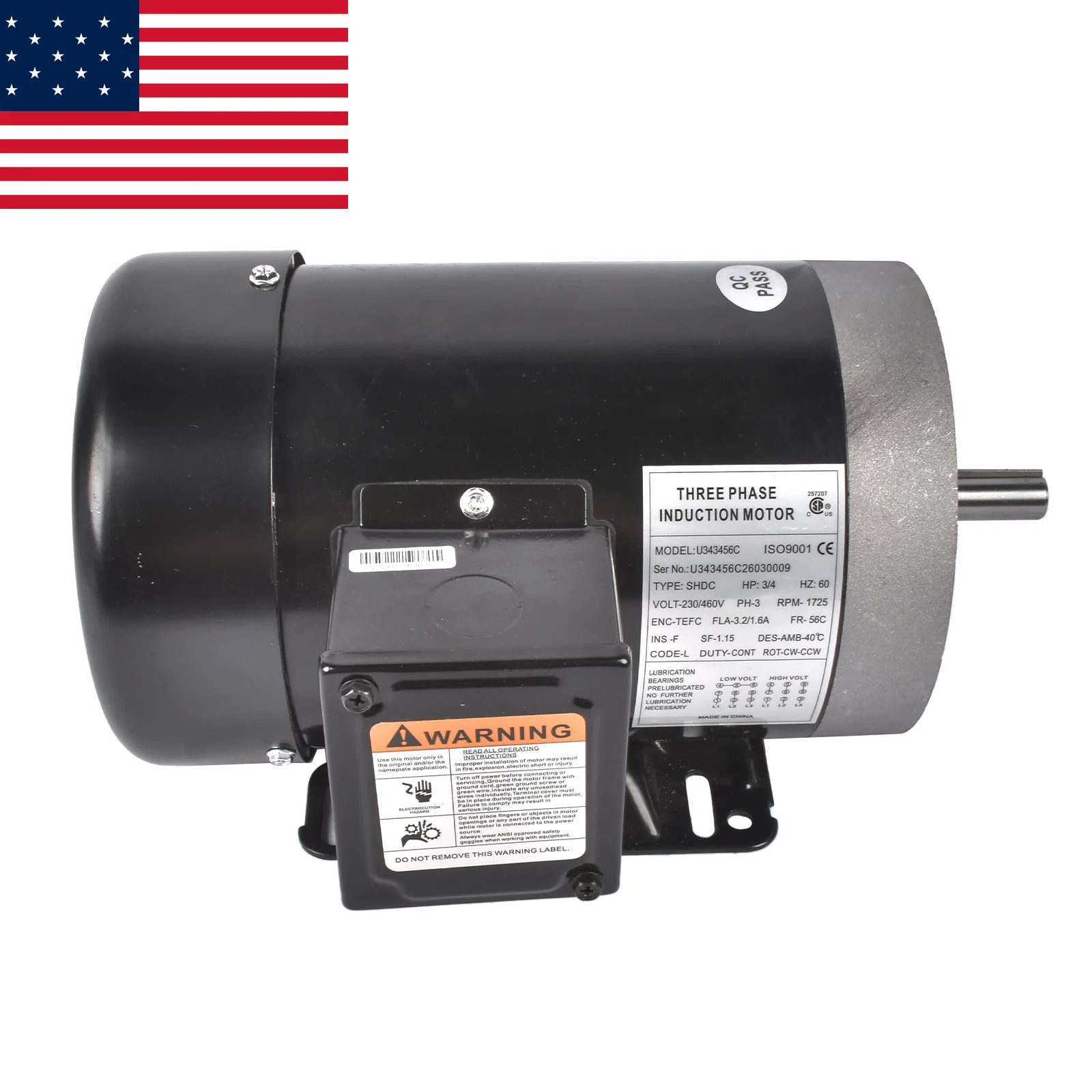 AP03 AC Motor w/Base, 56C Frame, Insul F, 3/4HP, 1725RPM, 3PH, 230/460V, 60Hz MA0507E
AP03 AC Motor w/Base, 56C Frame, Insul F, 3/4HP, 1725RPM, 3PH, 230/460V, 60Hz MA0507E