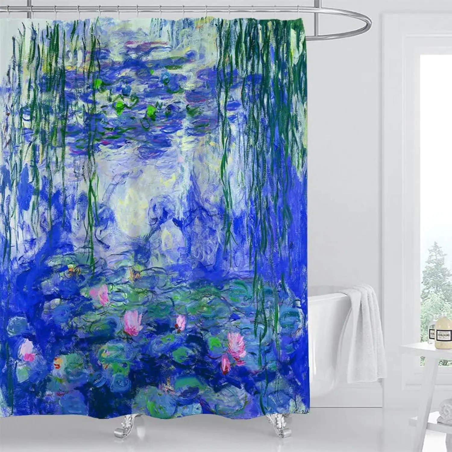 Impressionist Water Lilies Shower Curtain, Monet's Blue Floral Oil Painting, Waterproof Fabric Curtain for Bathroom Decor
Impressionist Water Lilies Shower Curtain, Monet's Blue Floral Oil Painting, Waterproof Fabric Curtain for Bathroom Decor