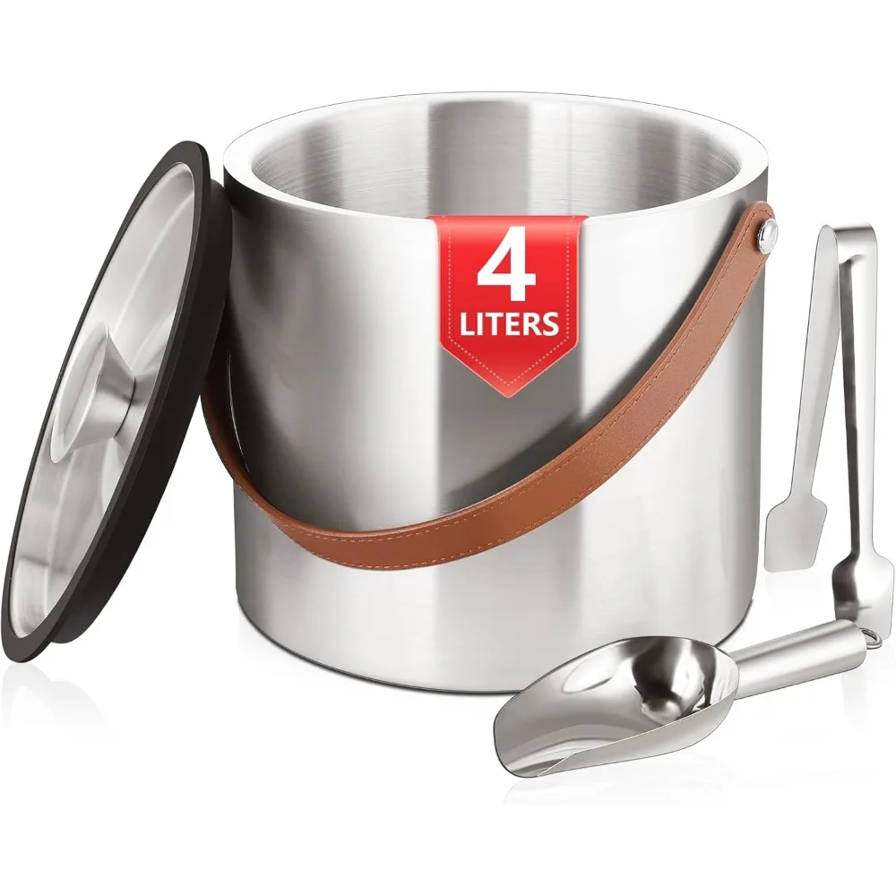 4L Stainless Steel Insulated Ice Bucket with Lid Scoop Tongs and Strainer for Parties and Cocktail Bar Outdoor Use
4L Stainless Steel Insulated Ice Bucket with Lid Scoop Tongs and Strainer for Parties and Cocktail Bar Outdoor Use