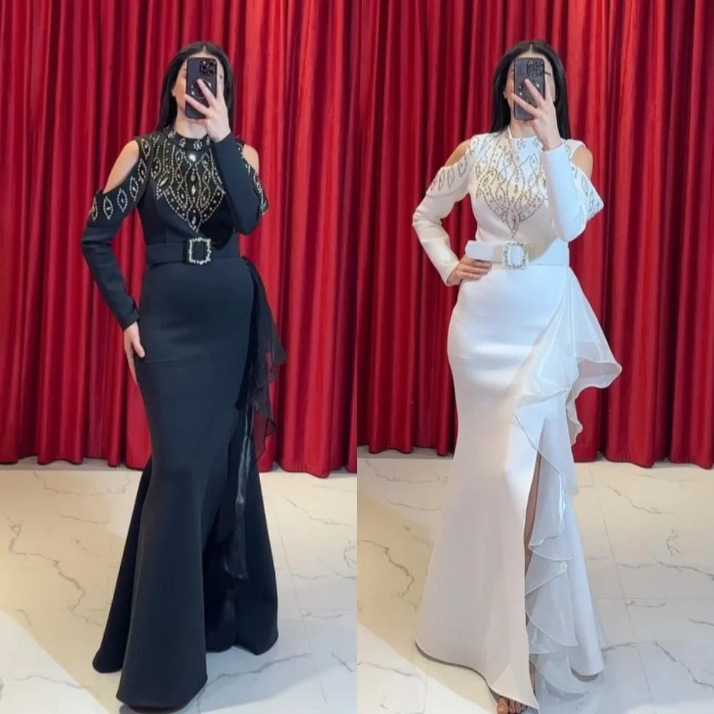 High Quality Classic Elegant Jersey Rhinestone Sash Pleat Mermaid High Collar Long Dresses Evening Dresses Modern Style
High Quality Classic Elegant Jersey Rhinestone Sash Pleat Mermaid High Collar Long Dresses Evening Dresses Modern Style