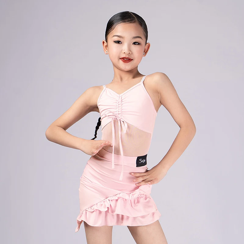 New Children's Latin Dance Pink Performance Costumes Girl's Sling Tops Pleated Skirt Set Rumba Samba Dance Practice Wear XH473
New Children's Latin Dance Pink Performance Costumes Girl's Sling Tops Pleated Skirt Set Rumba Samba Dance Practice Wear XH473