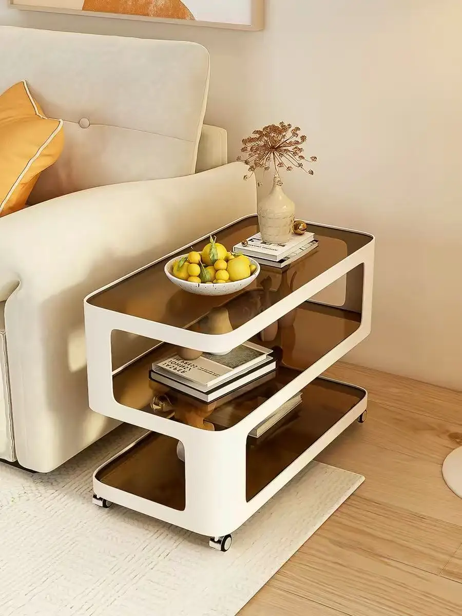 #Cream Style Movable Side Table with Wheels, 3-Tier Glass Rolling Coffee Cart for Living Room
#Cream Style Movable Side Table with Wheels, 3-Tier Glass Rolling Coffee Cart for Living Room