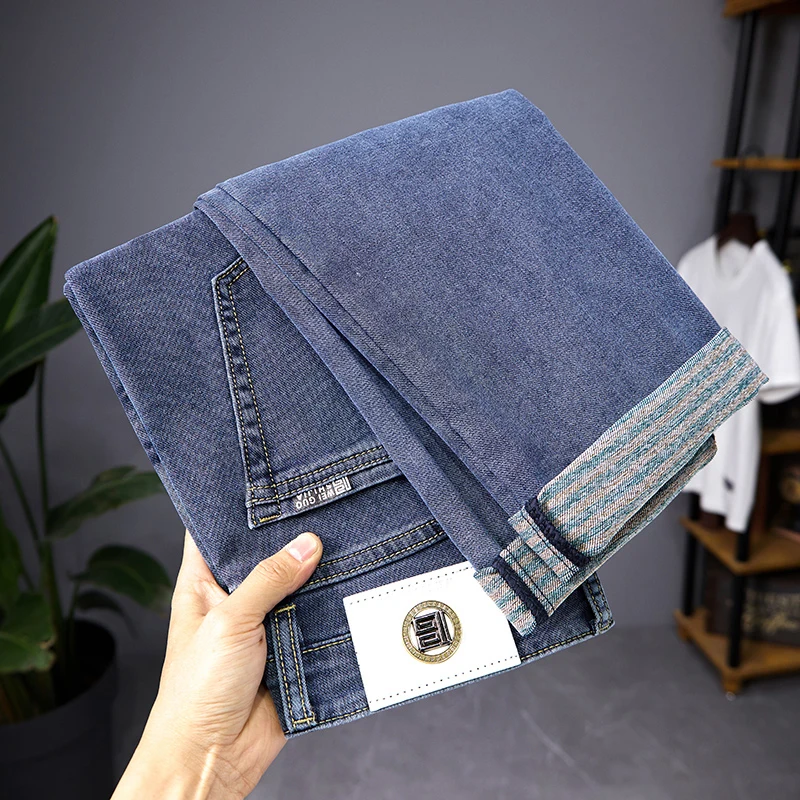 Spring Summer Men Slim Straight Leg Lightweight Jeans Korean Style Casual Trendy Stretch Elastic Comfort Denim Trousers Fashion
Spring Summer Men Slim Straight Leg Lightweight Jeans Korean Style Casual Trendy Stretch Elastic Comfort Denim Trousers Fashion