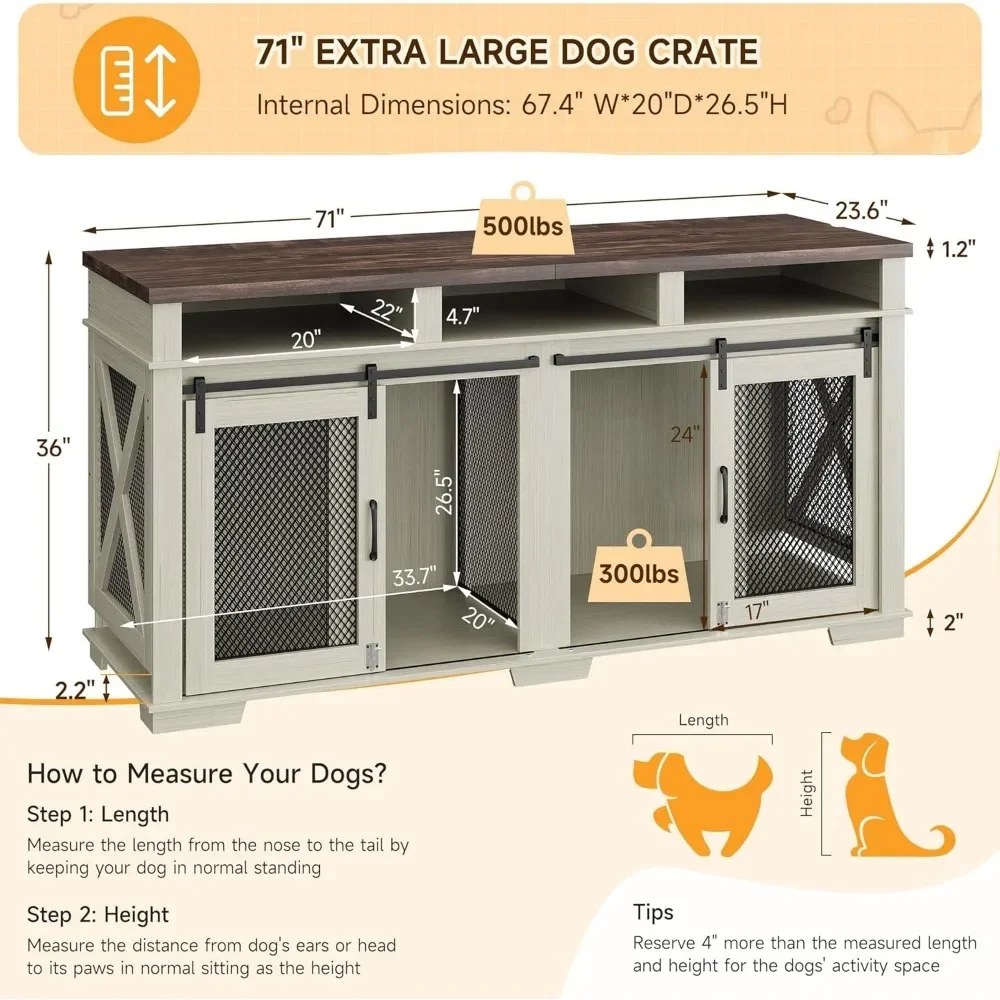 Dog Crate Furniture, 71" Heavy Duty Dogs Kennel Furniture, Furniture Style Double Dog Crate Table Indoor TV Stand
Dog Crate Furniture, 71" Heavy Duty Dogs Kennel Furniture, Furniture Style Double Dog Crate Table Indoor TV Stand