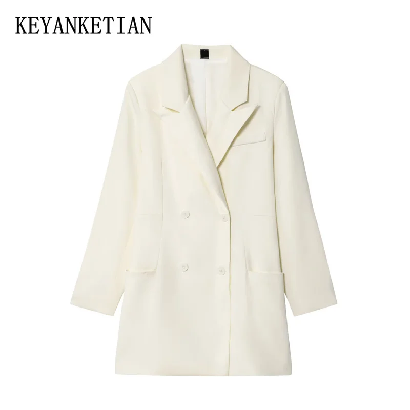 KEYANKETIAN 2025 Autumn New Women's Double Breasted Mid-length Suit Coat Office Lady Double Pockets Slim Outerwear Blazer Top
KEYANKETIAN 2025 Autumn New Women's Double Breasted Mid-length Suit Coat Office Lady Double Pockets Slim Outerwear Blazer Top