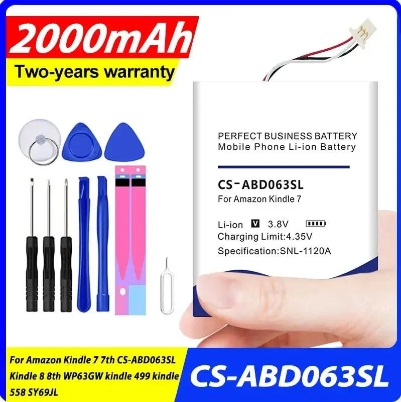 Новый 2000mAh Сменный аккумулятор для Kindle7/7th CS-ABD063SL Kindle8/8th WP63GW kindle499 kindle558 SY69JL
Новый 2000mAh Сменный аккумулятор для Kindle7/7th CS-ABD063SL Kindle8/8th WP63GW kindle499 kindle558 SY69JL