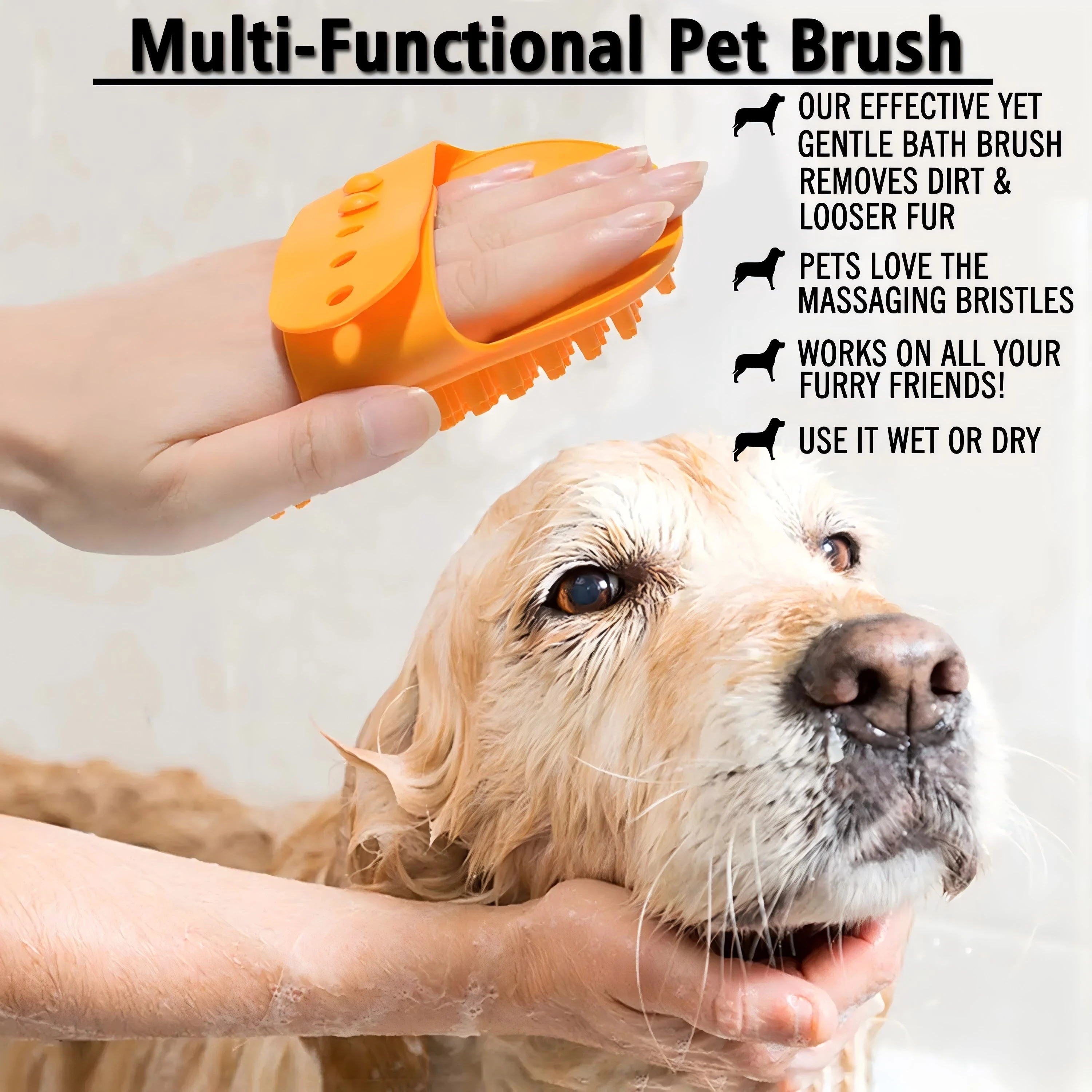 Dog Bath Brush Pet Grooming Shedding Soothing Massage Rubber Bristles Curry Comb with Adjustable Ring Handle for Pet Dogs& Cats
Dog Bath Brush Pet Grooming Shedding Soothing Massage Rubber Bristles Curry Comb with Adjustable Ring Handle for Pet Dogs& Cats