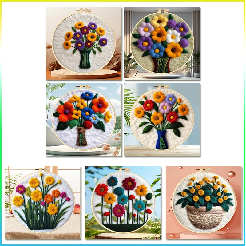 CHENISTORY Colorful Flower DIY Wool Felting Painting With Embroidery Frame 20x20cm Needle Wool Painting Picture For Friend Gift
CHENISTORY Colorful Flower DIY Wool Felting Painting With Embroidery Frame 20x20cm Needle Wool Painting Picture For Friend Gift