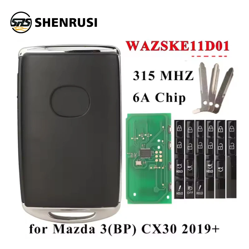 SHENRUSI WAZSKE11D01 Умный дистанционный брелок 315 МГц 6A Чип для Mazda 3 Hatchback CX-30 2021+ 2/3/4 кнопки без ключа 2019-2022 гг. 
SHENRUSI WAZSKE11D01 Умный дистанционный брелок 315 МГц 6A Чип для Mazda 3 Hatchback CX-30 2021+ 2/3/4 кнопки без ключа 2019-2022 гг.