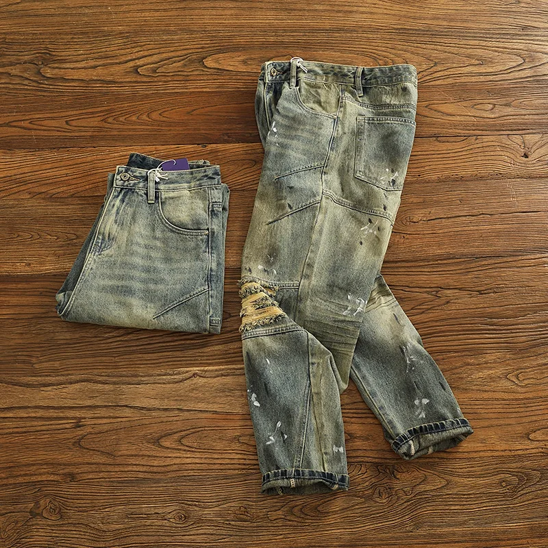 Retro 2205 Autumn/Winter New Men's Clothing Jeans Men's Loose Splicing Old Heavy Weight Denim Pants
Retro 2205 Autumn/Winter New Men's Clothing Jeans Men's Loose Splicing Old Heavy Weight Denim Pants