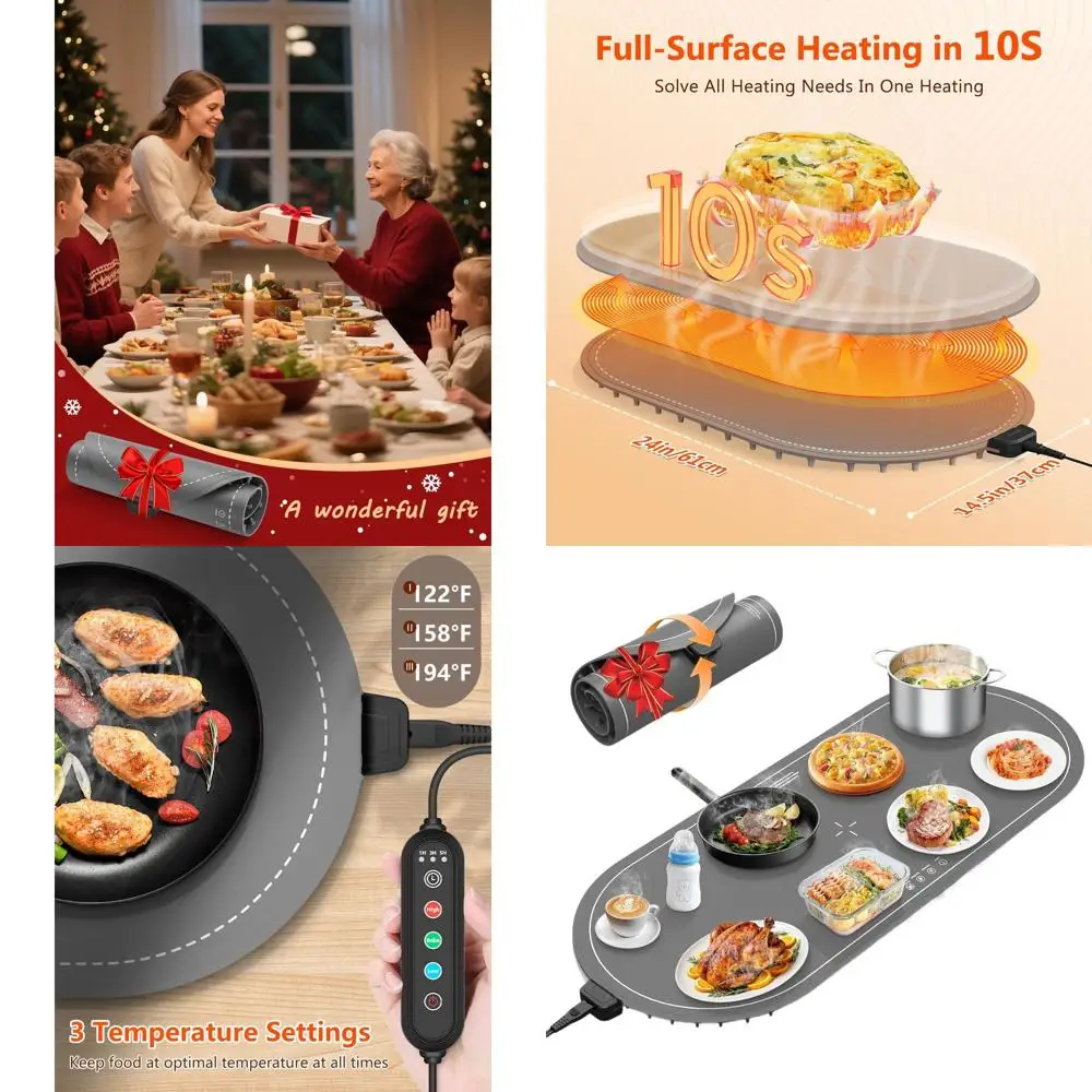 Extra Large 36x15 Food Warming Mat with Timer and 3 Temperature Settings for Countertops and Parties
Extra Large 36x15 Food Warming Mat with Timer and 3 Temperature Settings for Countertops and Parties