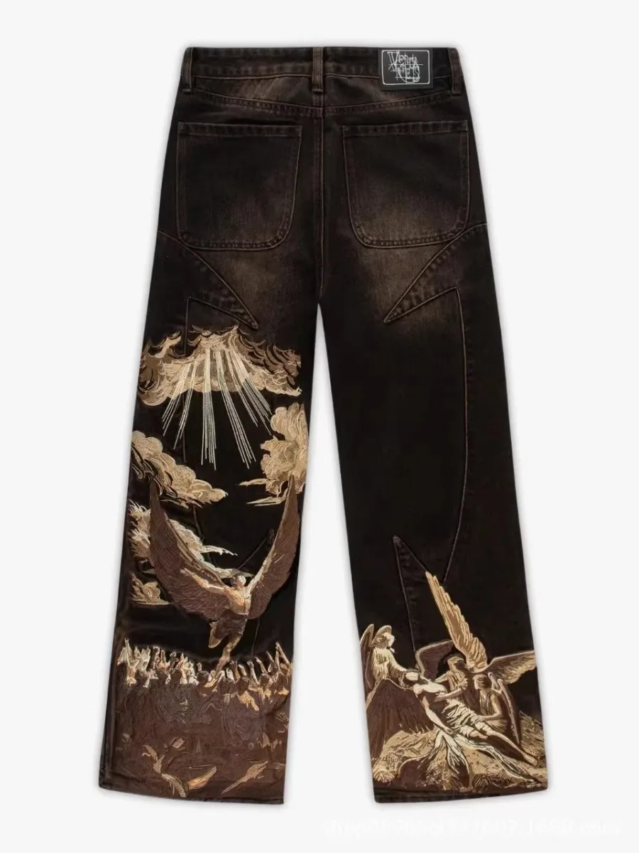 Heavy Embroidery Angel Fallen Angel Straight Leg Jeans Men's Vintage Loose Fit Long Pants Cotton Machine Washable Street Style
Heavy Embroidery Angel Fallen Angel Straight Leg Jeans Men's Vintage Loose Fit Long Pants Cotton Machine Washable Street Style