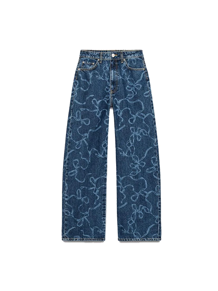 Women's Bowknot Printed High Waist Denim Jeans Pant Vintage Blue Wide Leg Pants Trendy Casual Streetwear Trousers For Woman
Women's Bowknot Printed High Waist Denim Jeans Pant Vintage Blue Wide Leg Pants Trendy Casual Streetwear Trousers For Woman