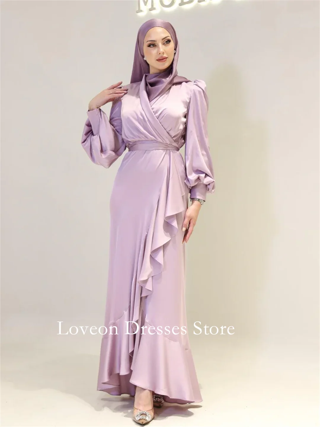 V-Neck Silk Satin Ruffles Formal Evening Dresses Mermaid Full Sleeves Arabic Style Customized Elegant Prom Growns Party Women
V-Neck Silk Satin Ruffles Formal Evening Dresses Mermaid Full Sleeves Arabic Style Customized Elegant Prom Growns Party Women