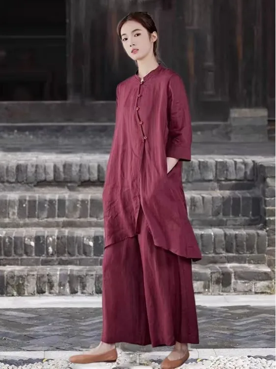 Women's Autumn Tai Chi Cotton Linen Long Shirt Set Buddhist Style Vegetarian Clothes New Chinese Style Layperson's Clothes
Women's Autumn Tai Chi Cotton Linen Long Shirt Set Buddhist Style Vegetarian Clothes New Chinese Style Layperson's Clothes