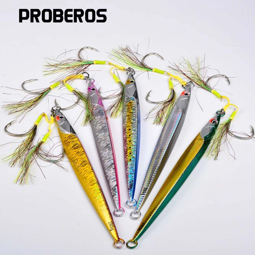 PROBEROS Durable Realistic Reflective Surface Feather Hook Dragging Metal Spoon Shaped Lure 80-300g Bass Tuna Sea Fishing Bait
PROBEROS Durable Realistic Reflective Surface Feather Hook Dragging Metal Spoon Shaped Lure 80-300g Bass Tuna Sea Fishing Bait