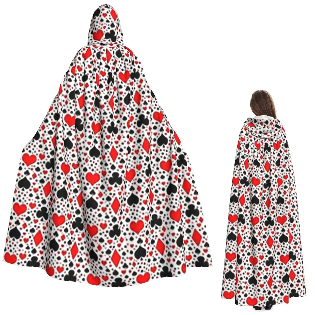 Playing Card Ace Of Spades And Hearts Print Long Hooded Cloak Witch Medieval Costume Cosplay Cape HalloweenCoat Adult Unisex
Playing Card Ace Of Spades And Hearts Print Long Hooded Cloak Witch Medieval Costume Cosplay Cape HalloweenCoat Adult Unisex