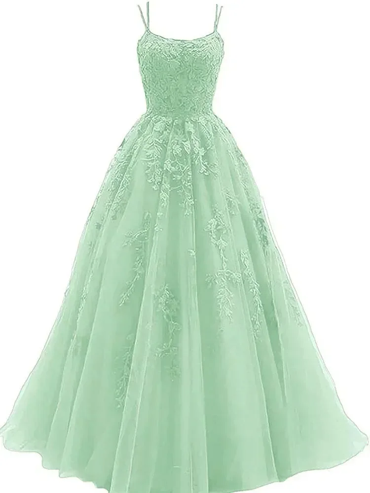 Women's Spaghetti Strap Prom Dresses Long A-Line Backless Evening Gowns 2024 Appliqued Tulle Custom Made Vestidos de Festa
Women's Spaghetti Strap Prom Dresses Long A-Line Backless Evening Gowns 2024 Appliqued Tulle Custom Made Vestidos de Festa