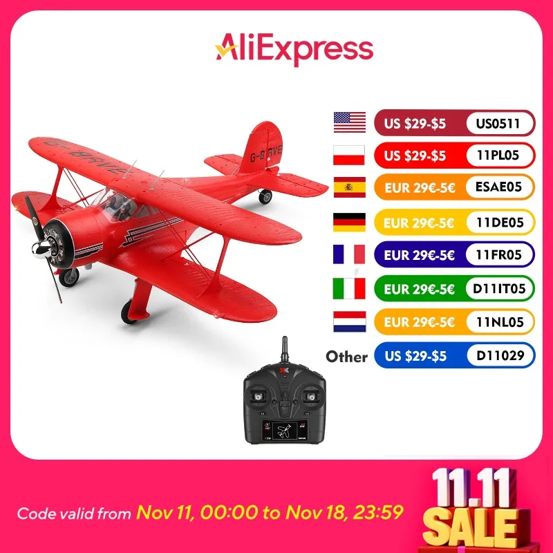 XK A300-Beech D17S 550mm Wingspan 2.4GHz 4CH 3D/6G System EPP Fixed Wing RC Airplane Biplane RTF
XK A300-Beech D17S 550mm Wingspan 2.4GHz 4CH 3D/6G System EPP Fixed Wing RC Airplane Biplane RTF