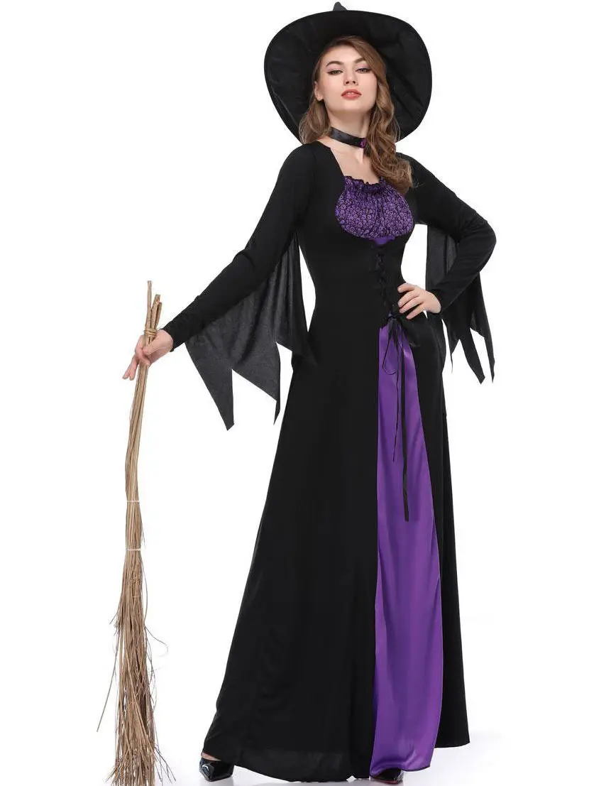 Halloween Purple Witch Costume Dress Women's Ethnic Stage Wear Fashionable Fairy Tale Theme Outfit for Parties
Halloween Purple Witch Costume Dress Women's Ethnic Stage Wear Fashionable Fairy Tale Theme Outfit for Parties