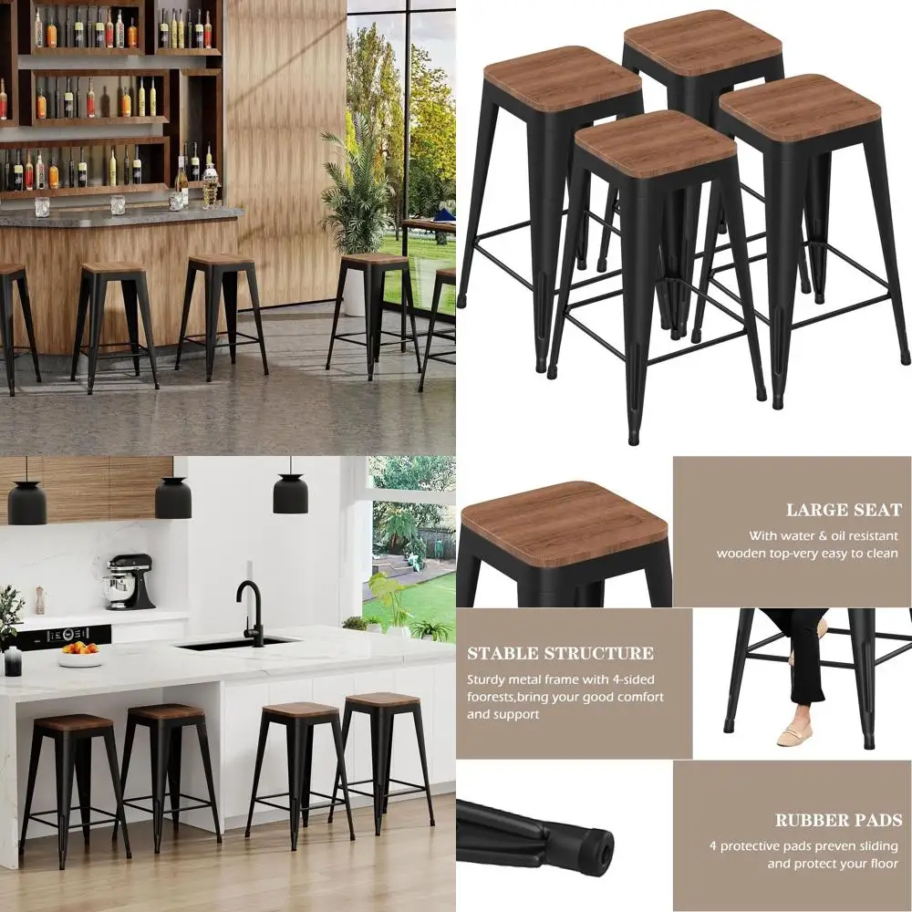 Набор из 4 белых металлических барных стульев с деревянной столешницей, в индустриальном стиле, высота для кухонного острова или ресторана (черный, 26 дюймов)
Набор из 4 белых металлических барных стульев с деревянной столешницей, в индустриальном стиле, высота для кухонного острова или ресторана (черный, 26 дюймов)