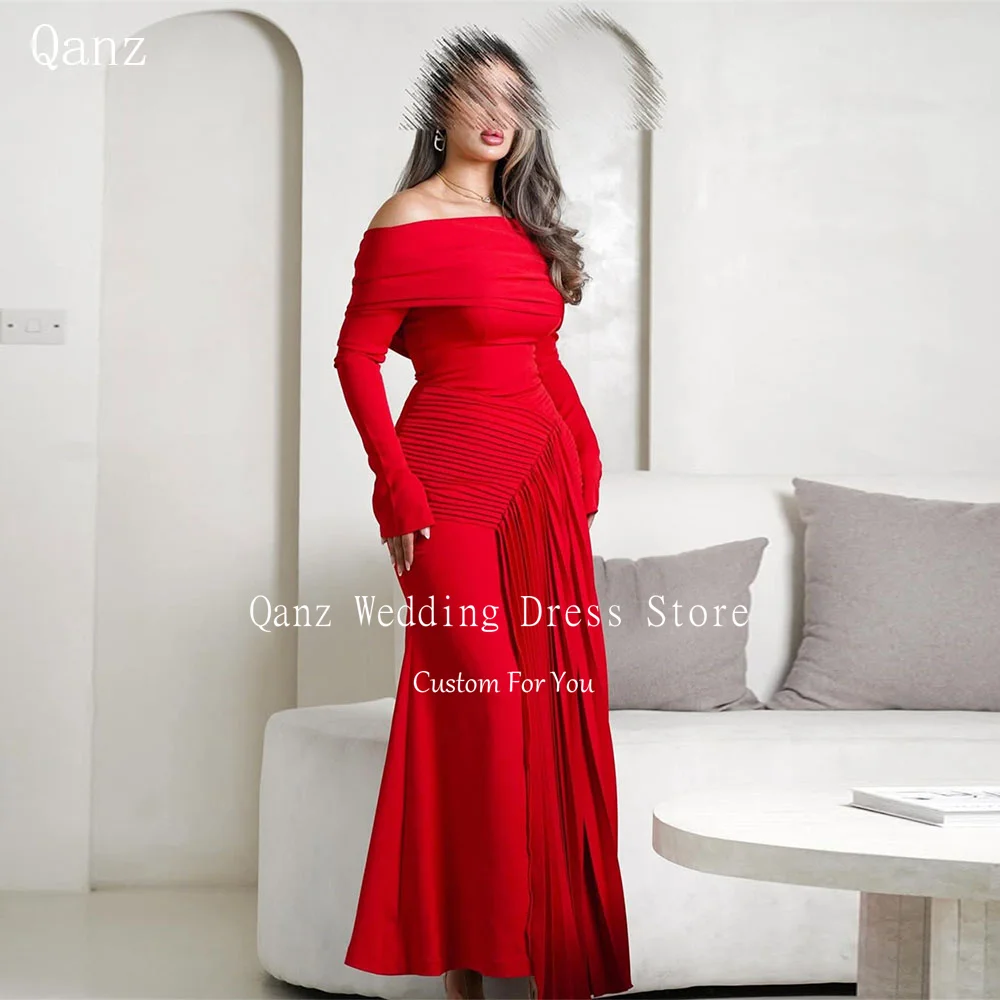 Qanz Dubai Red Evening Dresses Mermaid Boat Neck Long Sleeves Backless Vestidos De Fiesta Para Matrimonio Party Gown Customized
Qanz Dubai Red Evening Dresses Mermaid Boat Neck Long Sleeves Backless Vestidos De Fiesta Para Matrimonio Party Gown Customized