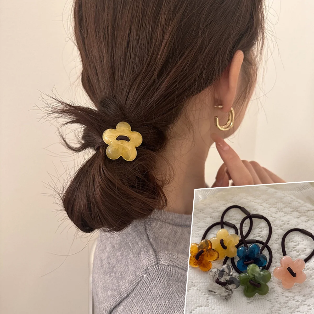 High Elastic Acrylic Flower Hair Rope for Women High-end Sweet Ink Texture Headwear Hairpin Fashion Versatile Hair Accessories
High Elastic Acrylic Flower Hair Rope for Women High-end Sweet Ink Texture Headwear Hairpin Fashion Versatile Hair Accessories