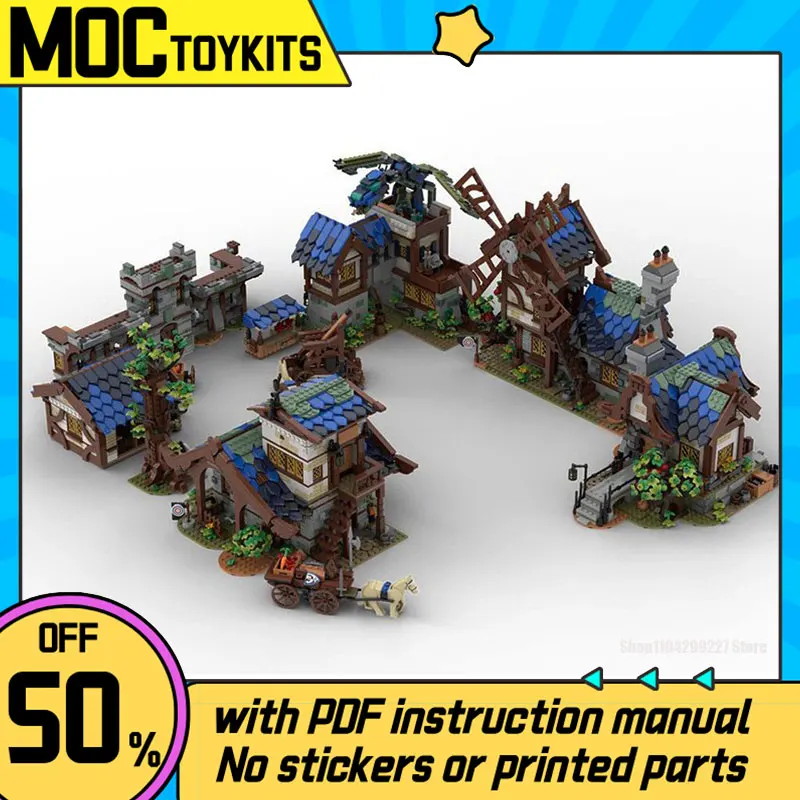 2164PCS MOC Military Medieval Town Street View Castle Village Guard Tower Weapon Shop Horse Model Building Block Toy Child Gift
2164PCS MOC Military Medieval Town Street View Castle Village Guard Tower Weapon Shop Horse Model Building Block Toy Child Gift