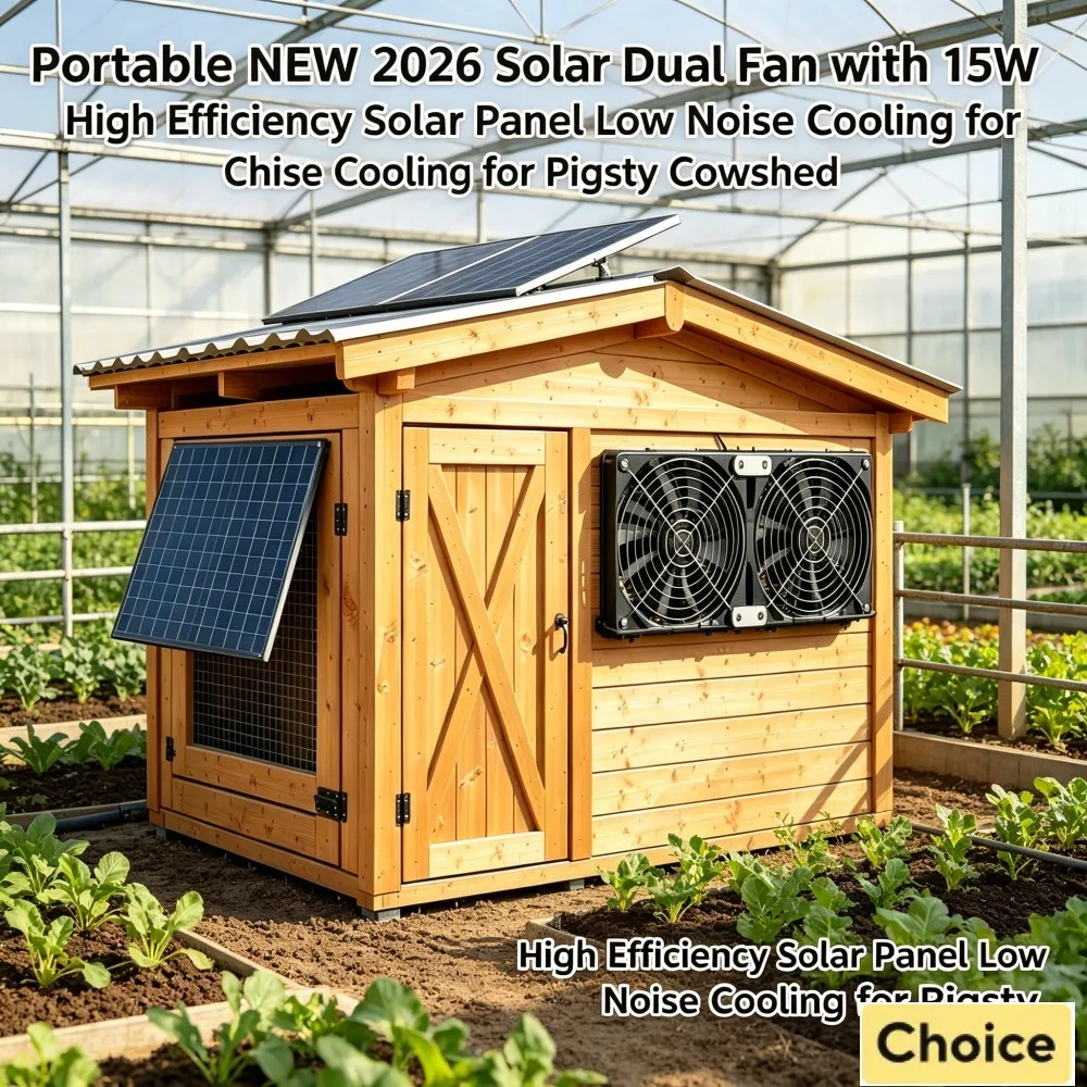 Weatherproof Solar Dual Fan with 15-20W High Efficiency Solar Panel Outdoor Use for Chicken Coop Dog House Shed RV
Weatherproof Solar Dual Fan with 15-20W High Efficiency Solar Panel Outdoor Use for Chicken Coop Dog House Shed RV