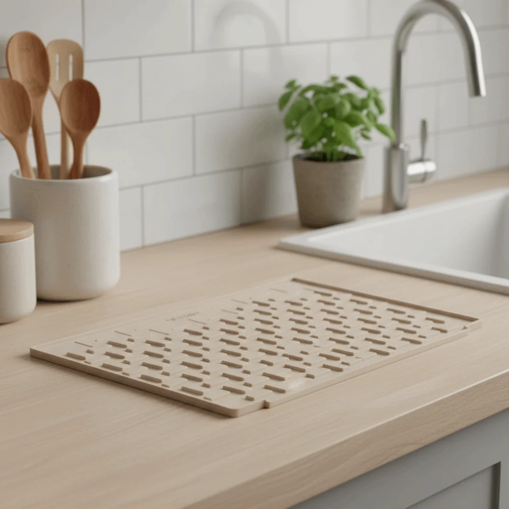 Heat Insulation Silicone Drainage Mat Heat Resistant Silicone Material Kitchen Drain Pad Drainage Function Slope Design
Heat Insulation Silicone Drainage Mat Heat Resistant Silicone Material Kitchen Drain Pad Drainage Function Slope Design