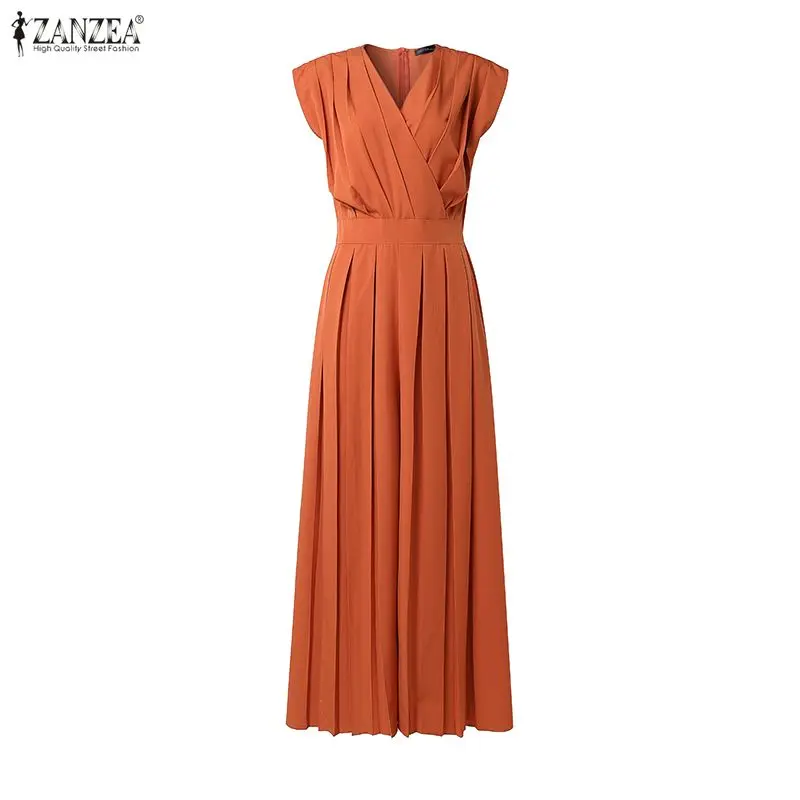 Women Street Fashion V-Neck Sleeveless Jumpsuits Inverted Pleats Wide Leg Pant Overalls ZANZEA Minimalist Commute Work Playsuits
Women Street Fashion V-Neck Sleeveless Jumpsuits Inverted Pleats Wide Leg Pant Overalls ZANZEA Minimalist Commute Work Playsuits