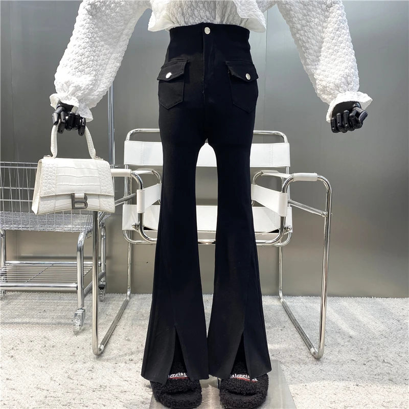 New Brand Original Design High Waist Slim Straight Tube Split Wide Leg Jeans Retro Versatile Double Pocket Black Casual Pants
New Brand Original Design High Waist Slim Straight Tube Split Wide Leg Jeans Retro Versatile Double Pocket Black Casual Pants