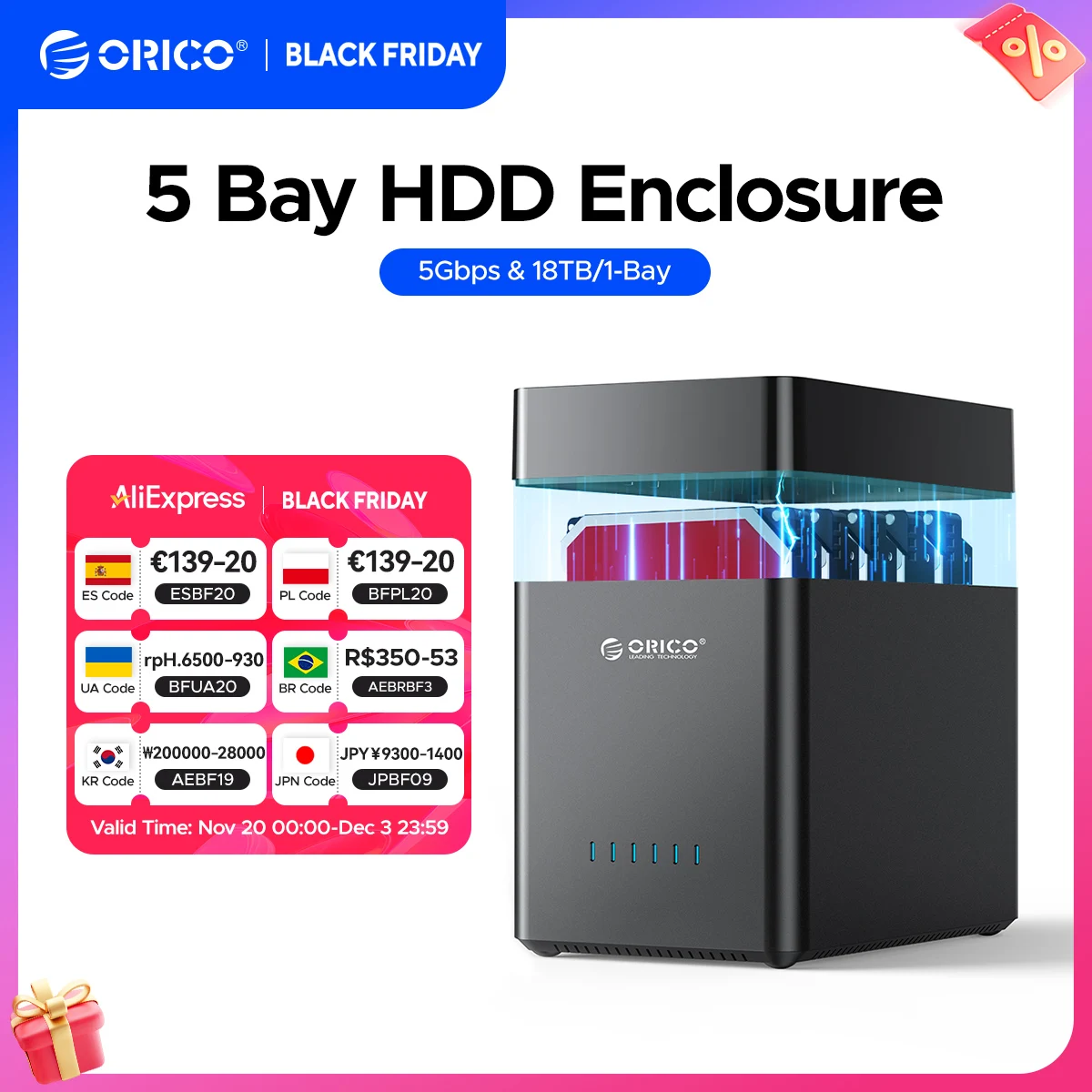 ORICO DS Series 5 Bay 3.5 inch USB Hard Drive Enclosure Magnetic-type SATA to USB3.0/Type-C HDD Case for Altcoins Mining
ORICO DS Series 5 Bay 3.5 inch USB Hard Drive Enclosure Magnetic-type SATA to USB3.0/Type-C HDD Case for Altcoins Mining