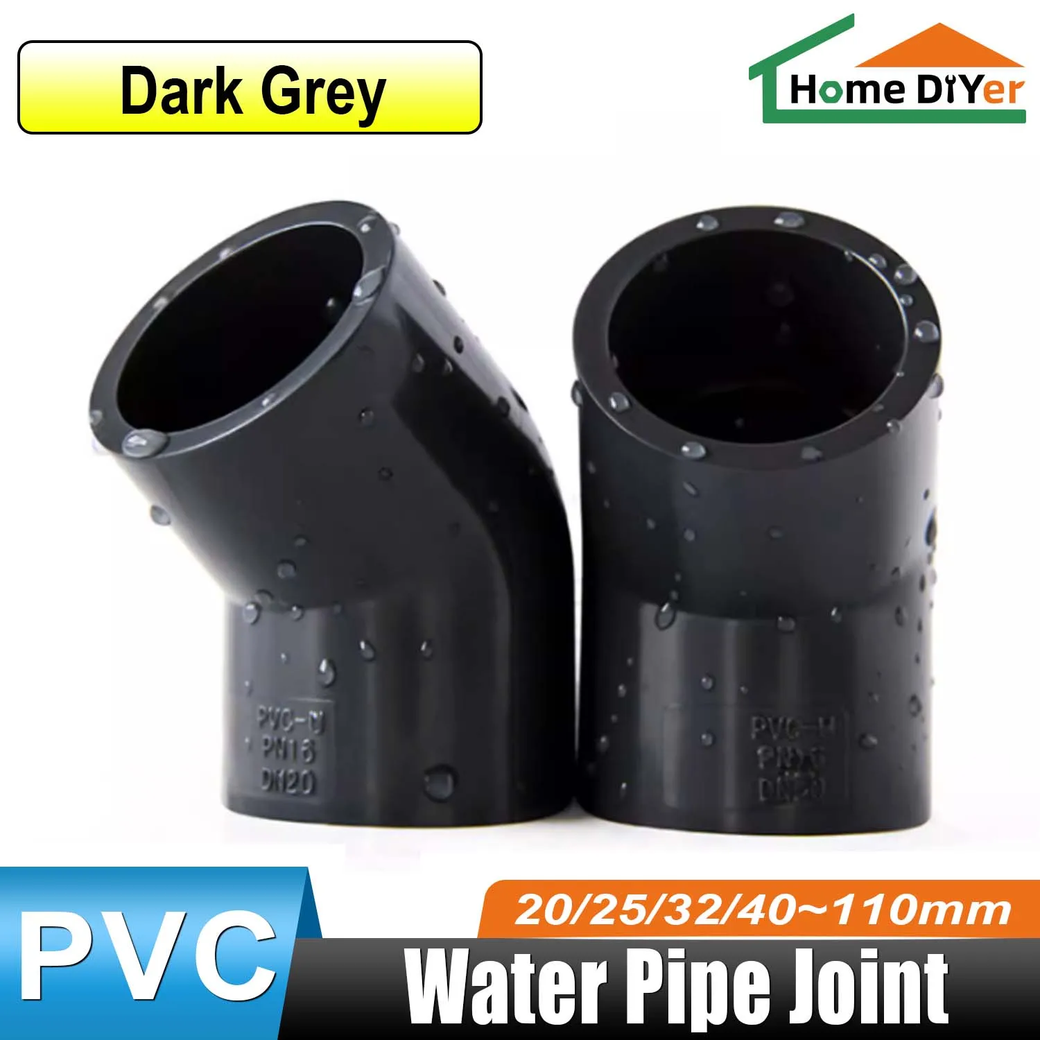 Lots Black PVC-U Metric 20/25/32mm~110mm Water Pipe 45°Elbow Connector Adapter PVC Tube Joint
Lots Black PVC-U Metric 20/25/32mm~110mm Water Pipe 45°Elbow Connector Adapter PVC Tube Joint
