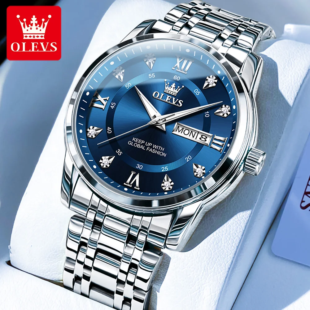 OLEVS 5513 Men's Quartz Watches Stainless Steel Strap Diamond Scale Dual Calendar Waterproof Luminous Men's Business Wristwatch
OLEVS 5513 Men's Quartz Watches Stainless Steel Strap Diamond Scale Dual Calendar Waterproof Luminous Men's Business Wristwatch