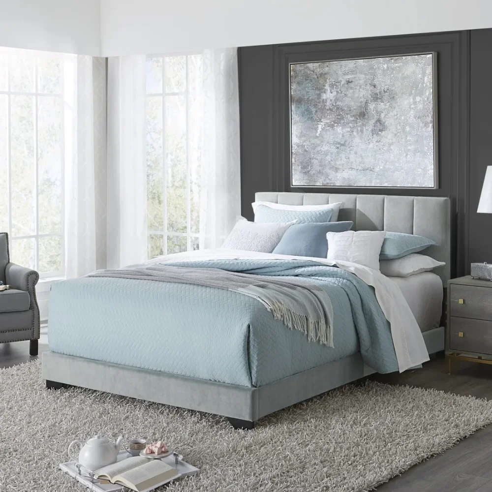 Reece Channel Stitched Upholstered Queen Bed, Platinum, By Hillsdale Living Essentials
Reece Channel Stitched Upholstered Queen Bed, Platinum, By Hillsdale Living Essentials