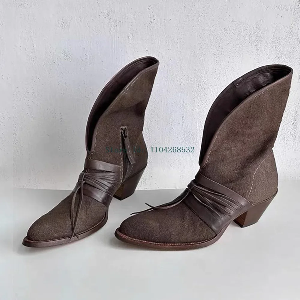 Tassel Riband Zipper Decor Ankle Booties Sexy Pointed Toe Square Heel Slip On Solid New Arrizals Fashion Lady Modern Boots
Tassel Riband Zipper Decor Ankle Booties Sexy Pointed Toe Square Heel Slip On Solid New Arrizals Fashion Lady Modern Boots