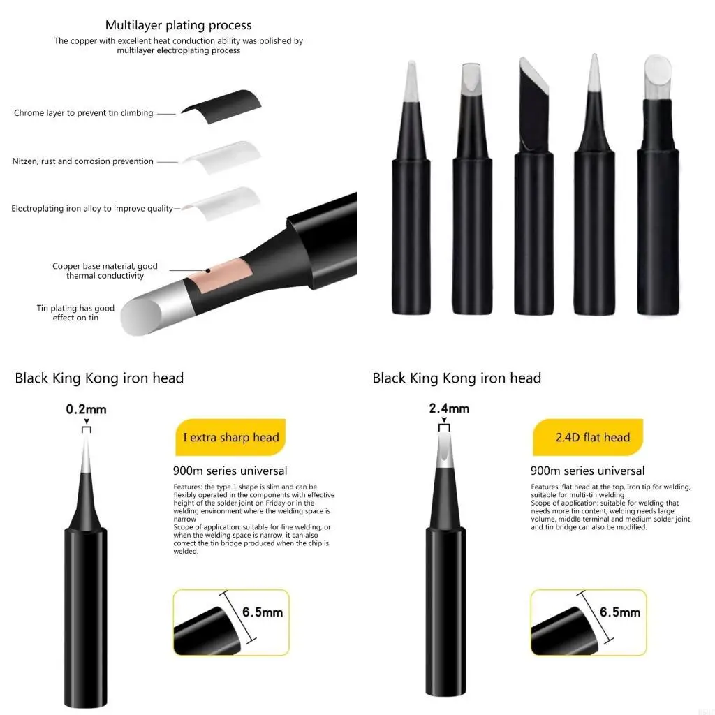 H58C 5x Solder Tip Welding Head 60W Tip Sleeve Soldering Iron Tips
H58C 5x Solder Tip Welding Head 60W Tip Sleeve Soldering Iron Tips