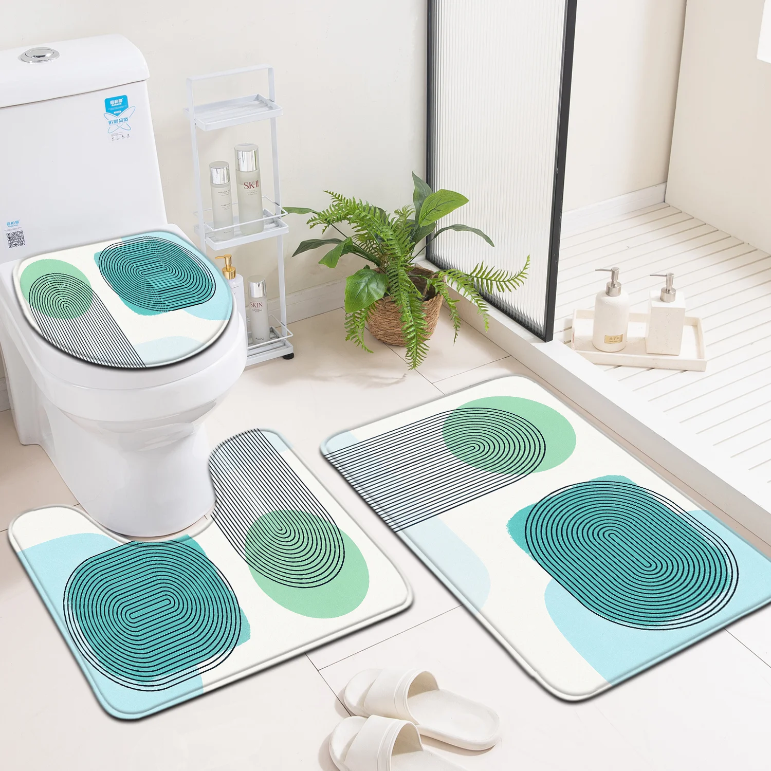 3pcs Set Floor Mat, Home Decor Entry Door Mat, Toilet Lid Mat Toilet Accessory Set, Blue Line Round Distance
3pcs Set Floor Mat, Home Decor Entry Door Mat, Toilet Lid Mat Toilet Accessory Set, Blue Line Round Distance
