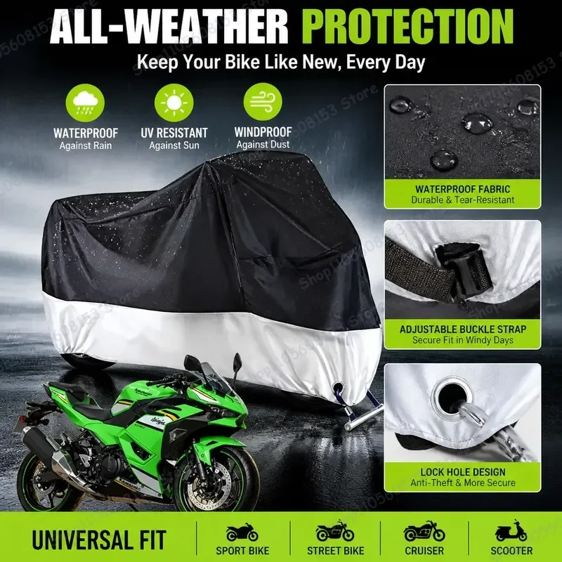 For Kawasaki Ninja 500 Motorcycle Cover Waterproof Dustproof UV Resistant All Weather Bike Cover for Indoor Outdoor Riding
For Kawasaki Ninja 500 Motorcycle Cover Waterproof Dustproof UV Resistant All Weather Bike Cover for Indoor Outdoor Riding