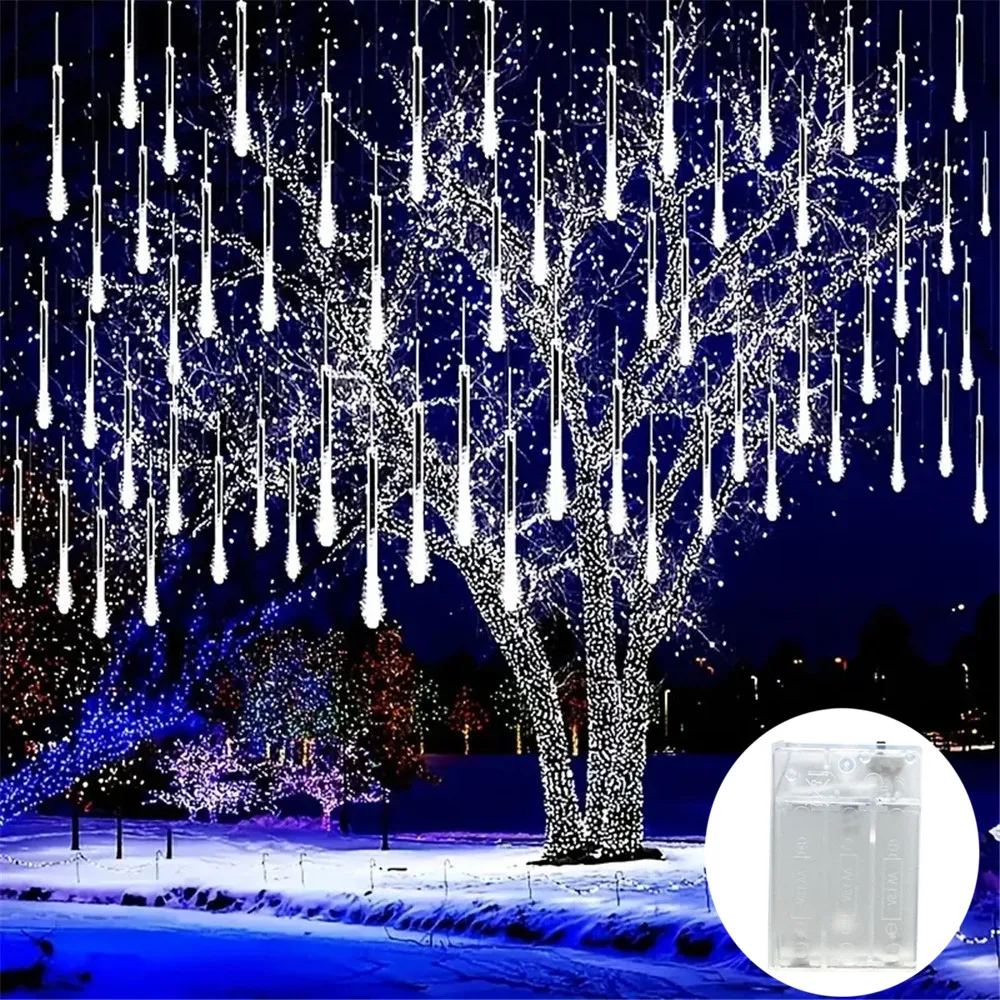 Battery Powered Meteor Shower Rain String Lights LED Lights Street Christmas Decorations for Home Outdoor Wedding New Year 
Battery Powered Meteor Shower Rain String Lights LED Lights Street Christmas Decorations for Home Outdoor Wedding New Year