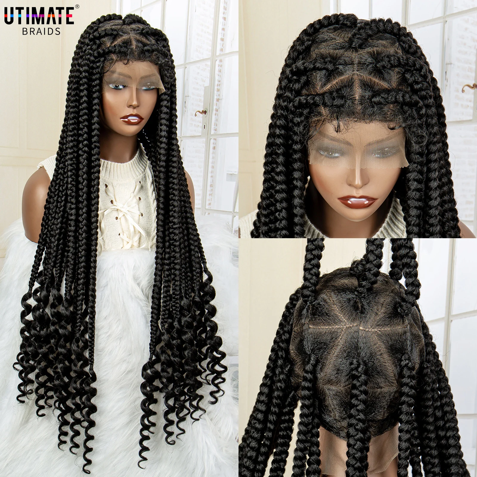 Synthetic Braided Wig with Baby Hair Synthetic Full Lace Braided 34 Inch Long Braids Curly Ends Wig Knotless for Black Women
Synthetic Braided Wig with Baby Hair Synthetic Full Lace Braided 34 Inch Long Braids Curly Ends Wig Knotless for Black Women