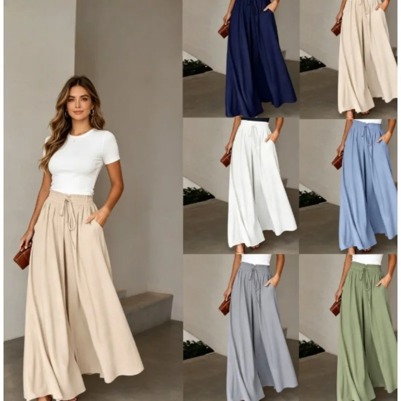 2026 Summer High Waist Wide Leg Elastic Waist Long Palazzo Trousers Breathable & Lightweight Perfect for Beach Office Vacation
2026 Summer High Waist Wide Leg Elastic Waist Long Palazzo Trousers Breathable & Lightweight Perfect for Beach Office Vacation