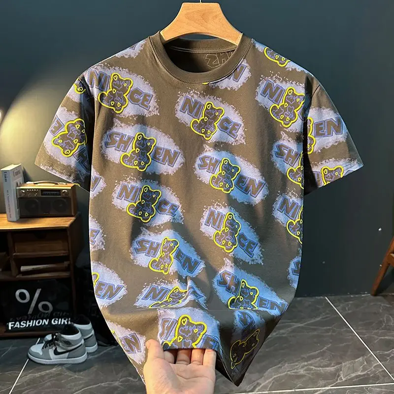 Trendy letter printed short sleeved T-shirt for men's summer new versatile texture loose half sleeved round neck T-shirt
Trendy letter printed short sleeved T-shirt for men's summer new versatile texture loose half sleeved round neck T-shirt
