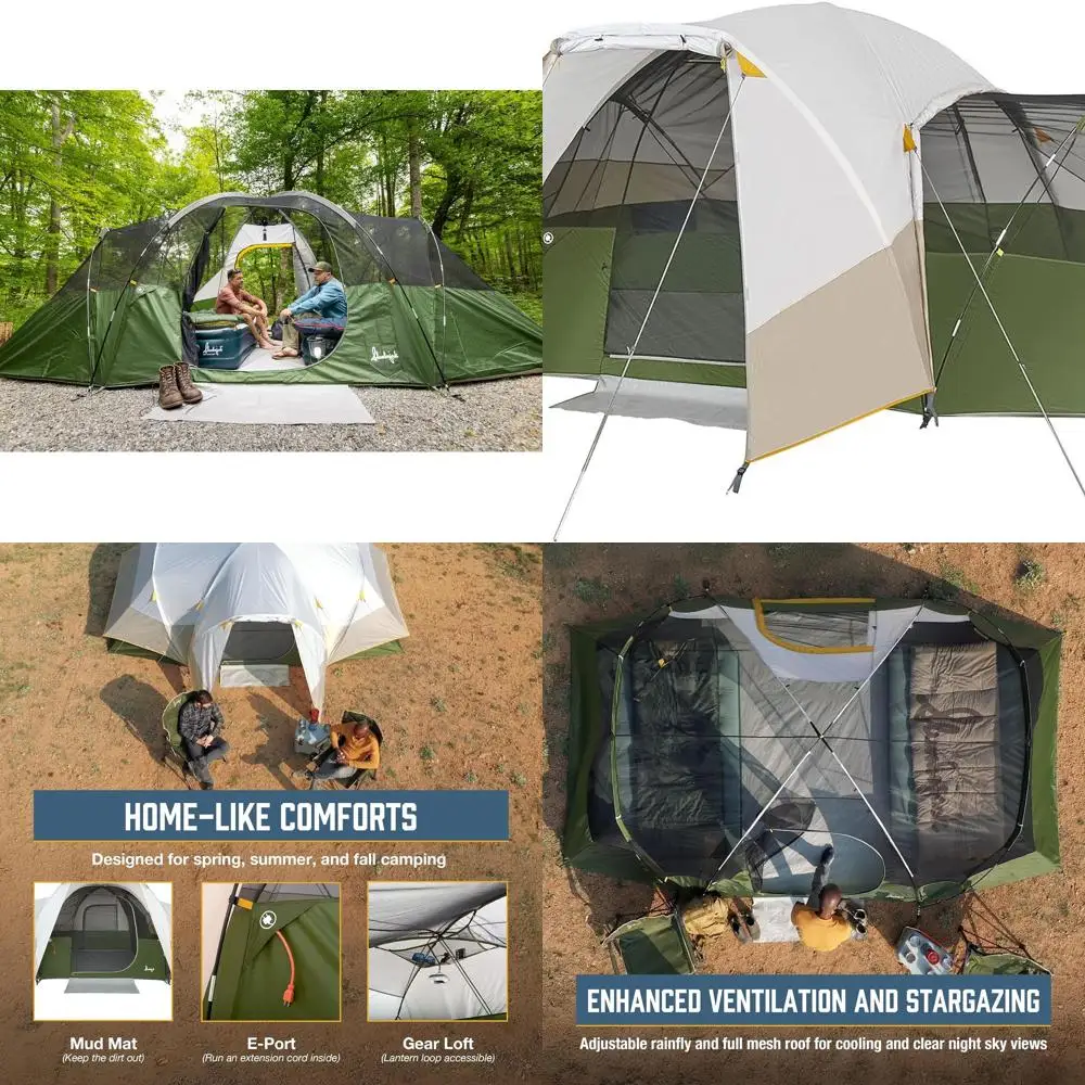 Aspen Grove 8-Person Hybrid Camping Tent: 2-Room Design with Divider, Independent Entrances, Full Coverage Fly, and Vestibule St
Aspen Grove 8-Person Hybrid Camping Tent: 2-Room Design with Divider, Independent Entrances, Full Coverage Fly, and Vestibule St