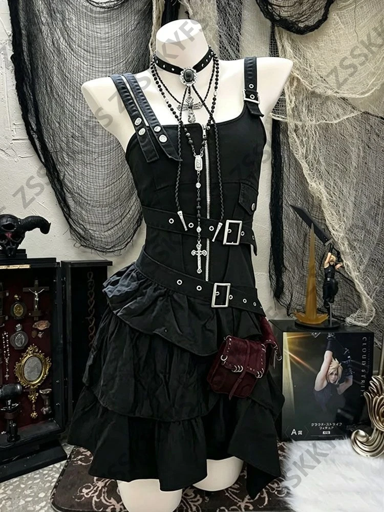 Vintage Gothic Dress Girl Grunge Punk Summer 90s Himekaji Y2k Irregular Dresses Aesthetic Sweet Lolita Sleeveless Straps Skirt
Vintage Gothic Dress Girl Grunge Punk Summer 90s Himekaji Y2k Irregular Dresses Aesthetic Sweet Lolita Sleeveless Straps Skirt