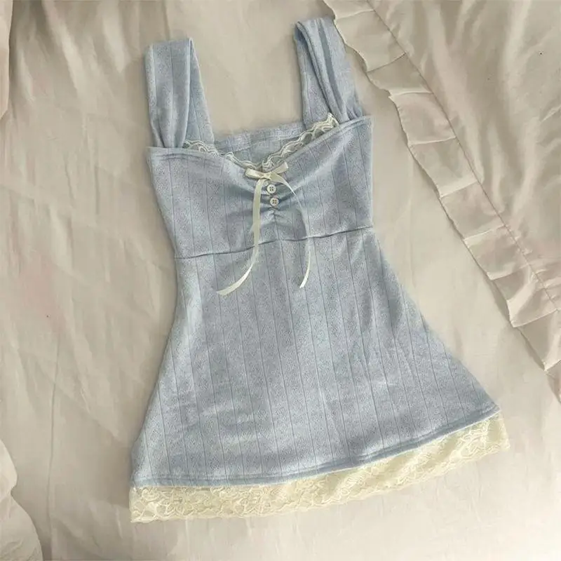 Y2k Summer New Solid Sling Tops Kawaii Lace Bow Inside A Sling Vest 90s Aesthetics Crop Top Women Pink Tank Top Fashion Punk Top
Y2k Summer New Solid Sling Tops Kawaii Lace Bow Inside A Sling Vest 90s Aesthetics Crop Top Women Pink Tank Top Fashion Punk Top