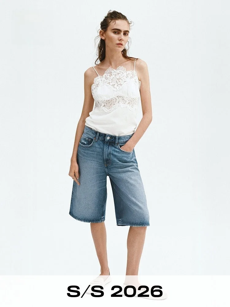 H&M Women's Retro Style Bermuda Five-Point Denim Shorts Loose Fit Natural Waist Cotton Material Spring Summer New Arrival
H&M Women's Retro Style Bermuda Five-Point Denim Shorts Loose Fit Natural Waist Cotton Material Spring Summer New Arrival