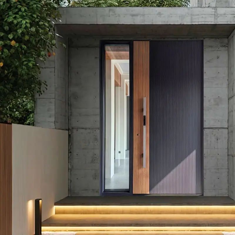 Modern Wood Grain Color and Gray Color Aluminum Alloy Entrance Door with Side Opening Window Hinged Doors Heavy Duty Front Doors
Modern Wood Grain Color and Gray Color Aluminum Alloy Entrance Door with Side Opening Window Hinged Doors Heavy Duty Front Doors