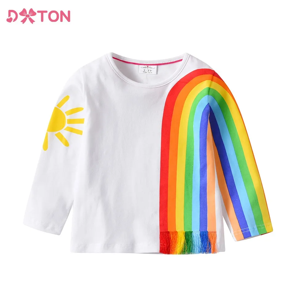 DXTON Long Sleeve T-shirts For Girls Children Clothing Outwear Rainbow Stripe Casual Tops Girl Cartoon Tassels Tee Pullovers
DXTON Long Sleeve T-shirts For Girls Children Clothing Outwear Rainbow Stripe Casual Tops Girl Cartoon Tassels Tee Pullovers